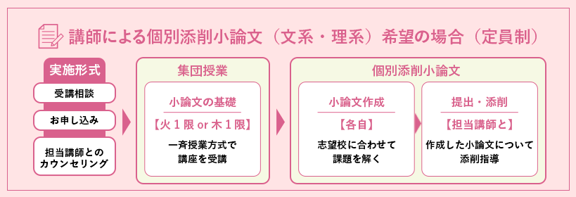 図:講師による個別添削小論文(文系・理系)希望の場合(定員制)