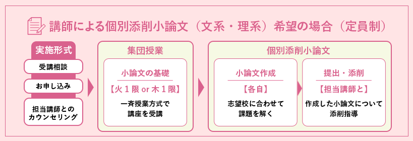 図：講師による個別添削小論文（文系・理系）希望の場合（定員制）